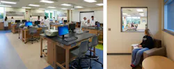 At Roberts Wesleyan University’s Crothers Science and Nursing Center, labs are paired with adjacent informal seating areas that give students space to step out, regroup, and collaborate in smaller teams. This seamless flow between instruction and breakout discussion empowers multiple learning modes without interrupting the lab environment. Photo courtesy SWBR